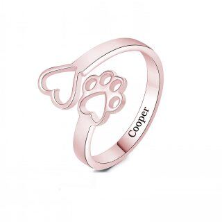 Sterling Silver with Rose Gold Plated Paw Ring-25