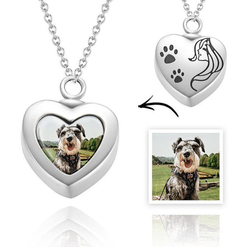 Sterling Silver with Rose Gold Plated Paw Urn Necklace for Ashes-3