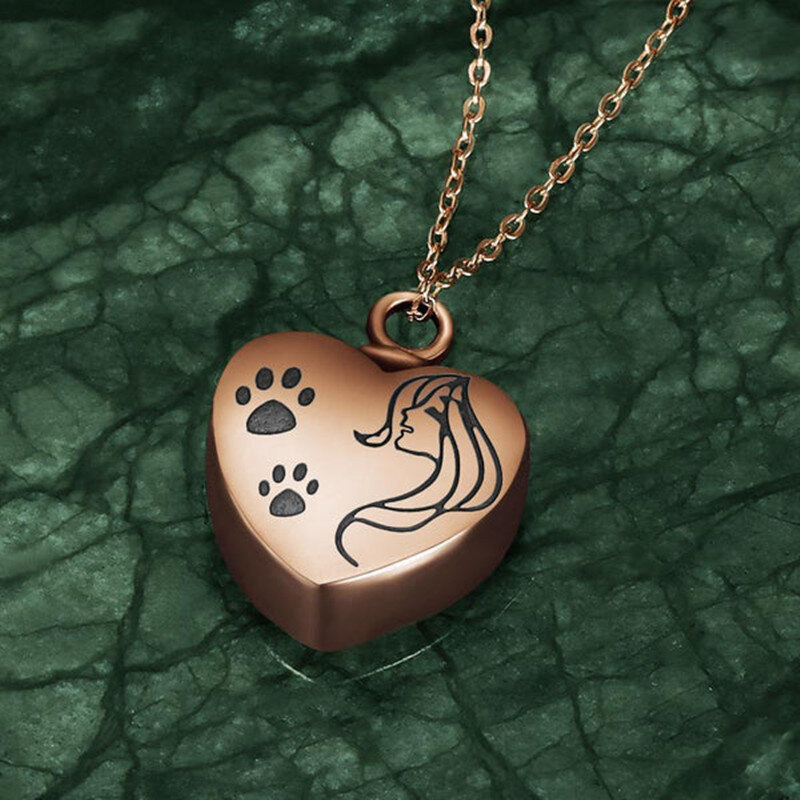 Sterling Silber mit Rose Gold plattiert Paw Urn Halskette für Asche-5