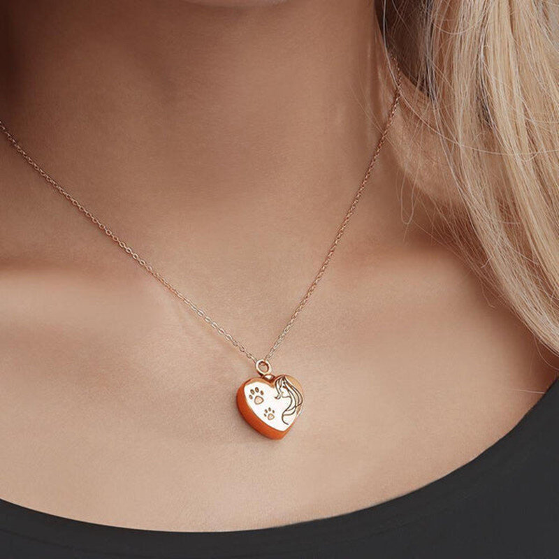 Personalisierte Foto-Urnenkette mit Pfote aus Gold-Vermeil für die Asche-2