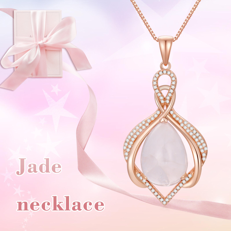 Sterling Silver with Rose Gold Plated Pear Shaped Crystal & Infinity Symbol Pendant Necklace-3