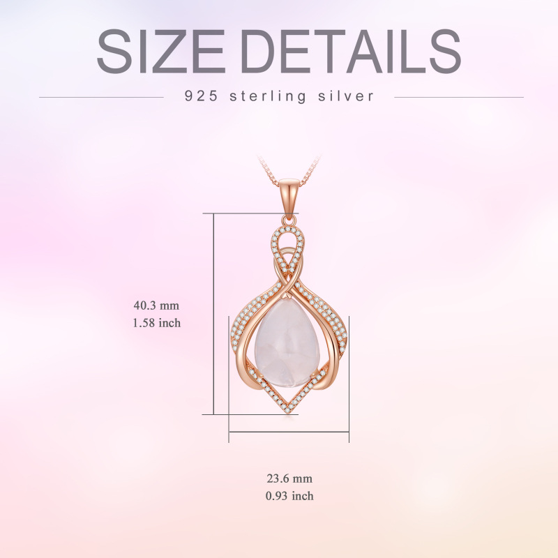 Sterling Silver with Rose Gold Plated Pear Shaped Crystal & Infinity Symbol Pendant Necklace-6