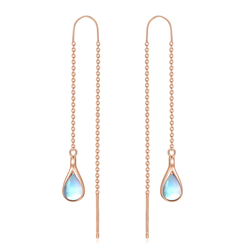 أقراط متدلية من الفضة الإسترلينية مطلية بالذهب الوردي على شكل كمثرى من حجر القمر للنساء-2