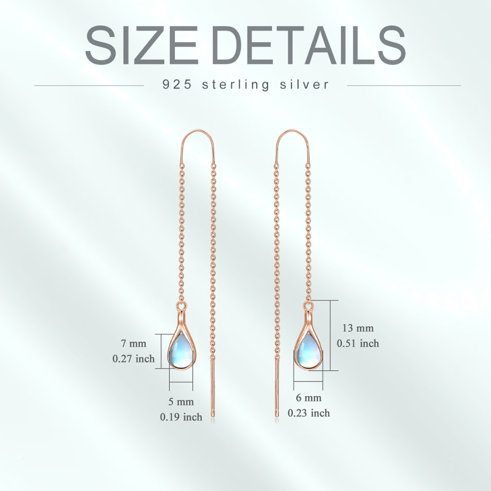 Boucles d'oreilles pendantes en argent sterling plaqué or rose avec pierre de lune en forme de poire pour femme-5