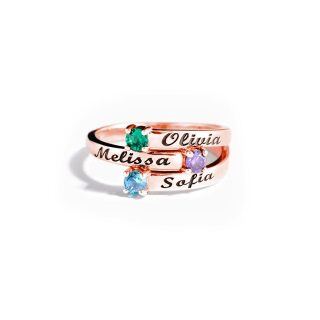 Sterling Silver with Rose Gold Plated Cubic Zirconia Personalized Birthstone Name Ring-27