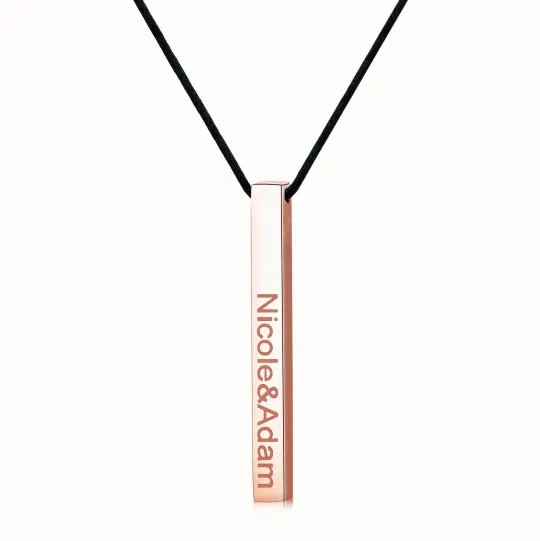 Sterling Silver with Rose Gold Plated Personalized Classic Name Bar Necklace