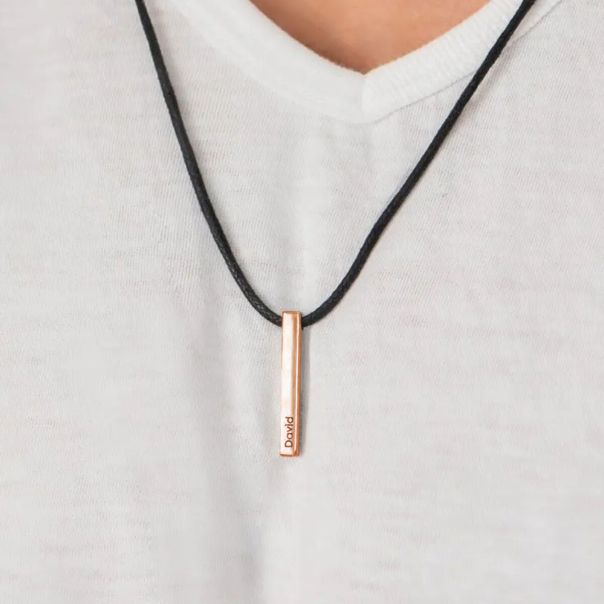 Sterling Zilver met Rose Gold Plated Gepersonaliseerde Klassieke Naam Staafketting-2