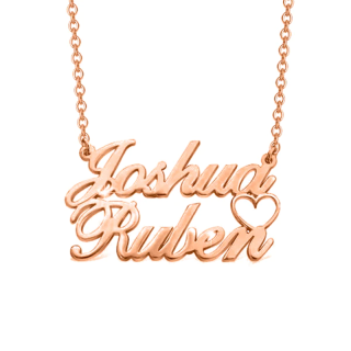 Sterling Silver with Rose Gold Plated Personalized Classic Name & Heart Pendant Necklace-5