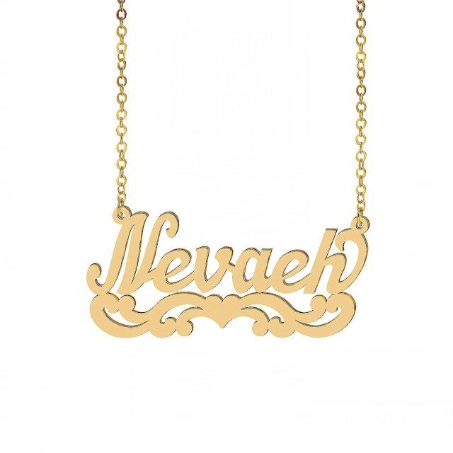 Sterling zilver met geelgoud verguld Gepersonaliseerde klassieke naam & hart hanger ketting-1