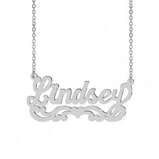 Sterling Silver Personalized Classic Name & Heart Pendant Necklace-1