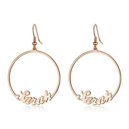 Sterling Silber mit Rose vergoldet Personalisierte Klassische Name Hoop-Ohrringe