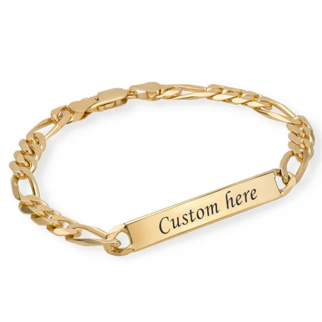 Pulsera de identificación de nombre clásica personalizada chapada en oro rosa de plata de ley