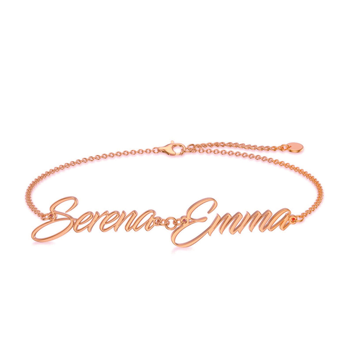 Sterling Silver with Rose Gold Plated Personalized Classic Name Charm Bracelet-1