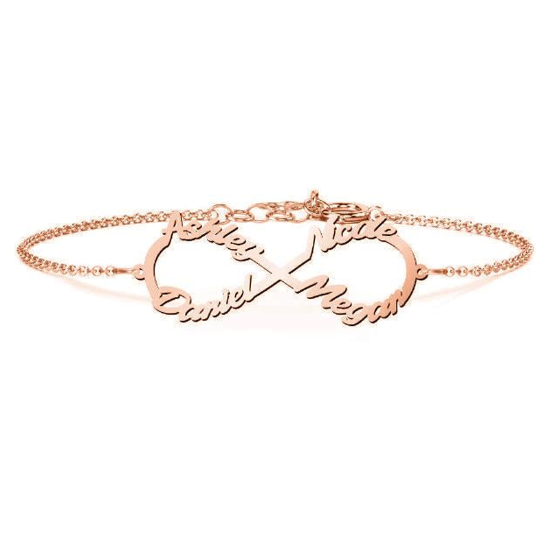 Personalisiertes Armband mit klassischem Namensanhänger aus Sterlingsilber mit rosévergold-1