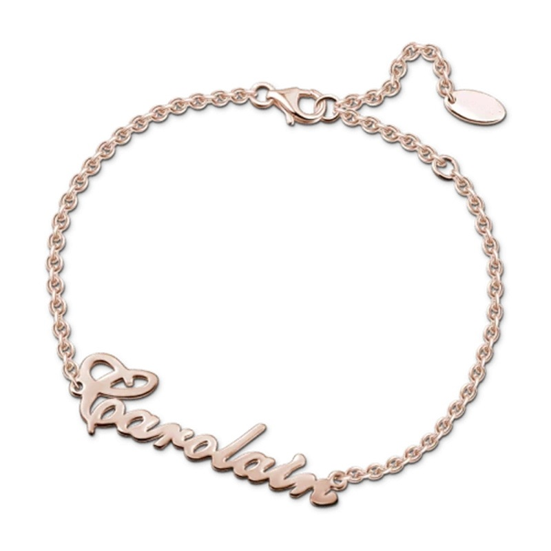 Sterling Silver with Rose Gold Plated Personalized Classic Name Charm Bracelet-1