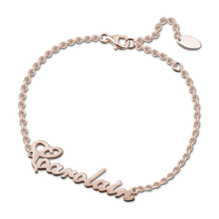 Sterling Silver with Rose Gold Plated Personalized Classic Name Charm Bracelet-13