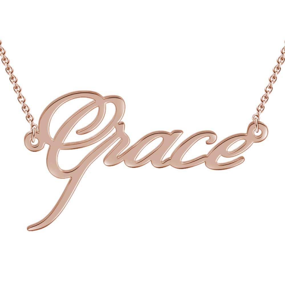 Sterling Silver with Rose Gold Plated Personalized Classic Name Pendant Necklace-1