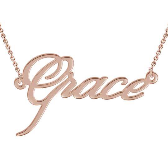 Sterling Silver with Rose Gold Plated Personalized Classic Name Pendant Necklace