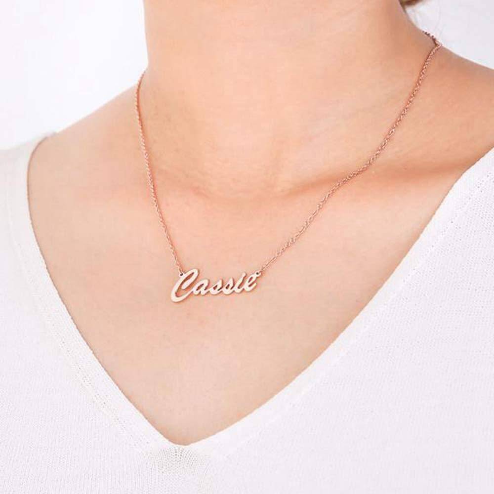 Sterling Silver with Rose Gold Plated Personalized Classic Name Pendant Necklace-2