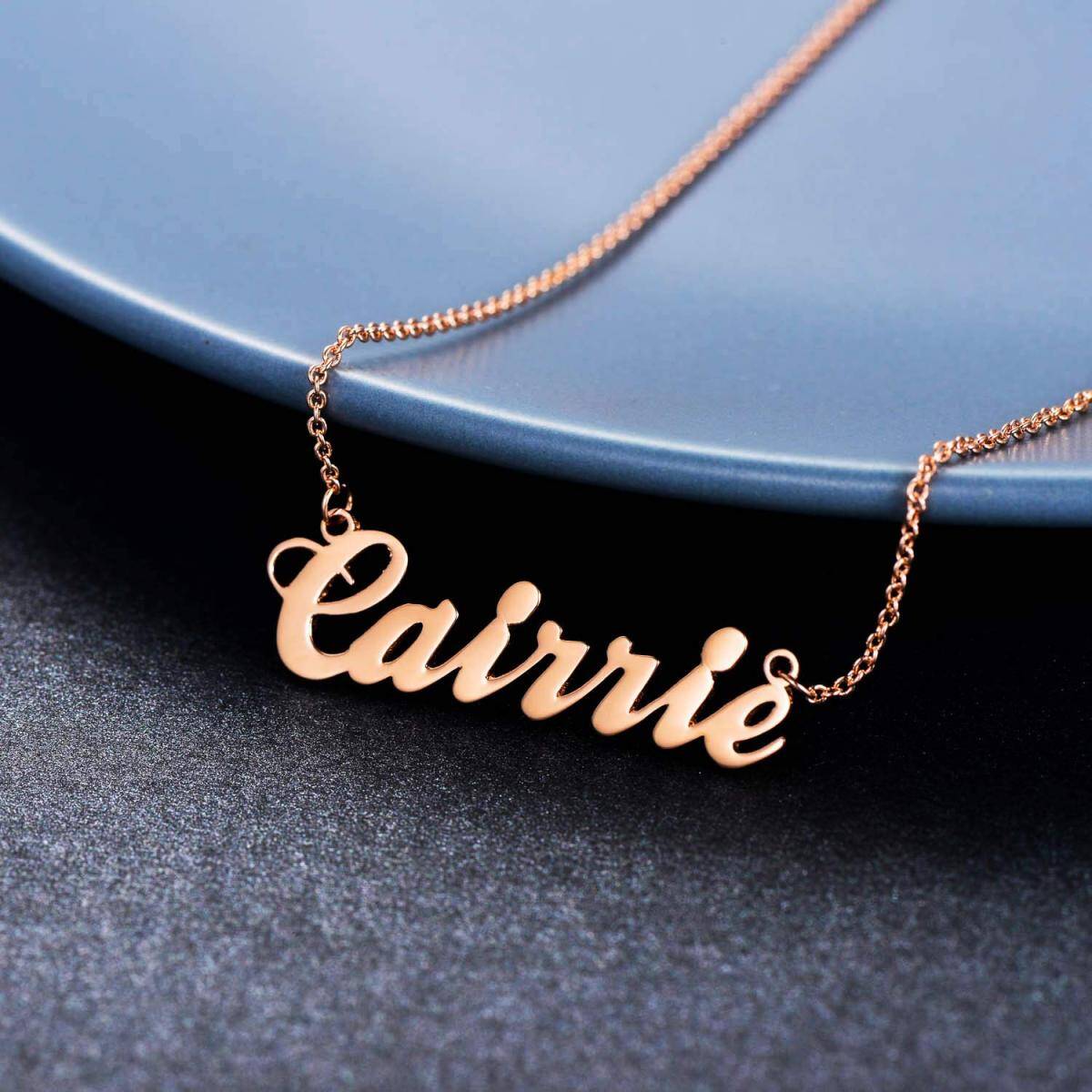 Sterling Silver with Rose Gold Plated Personalized Classic Name Pendant Necklace-4