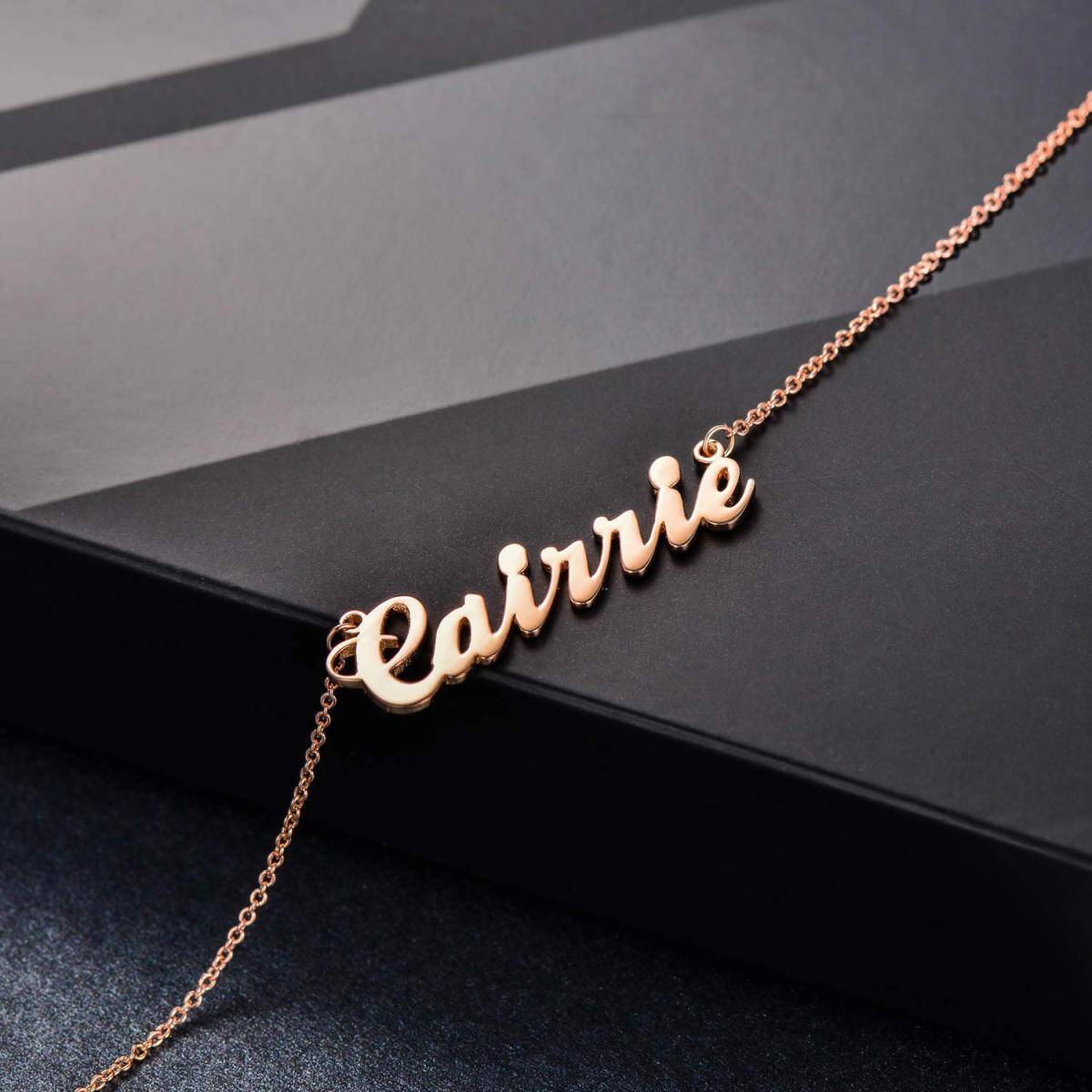 Sterling Silver with Rose Gold Plated Personalized Classic Name Pendant Necklace-5