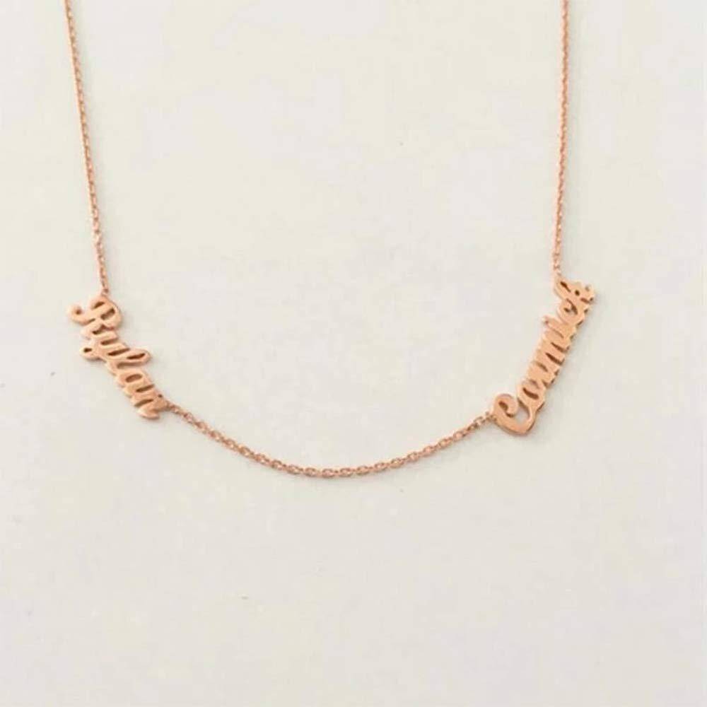 Sterling Silver with Rose Gold Plated Personalized Classic Name Pendant Necklace-3