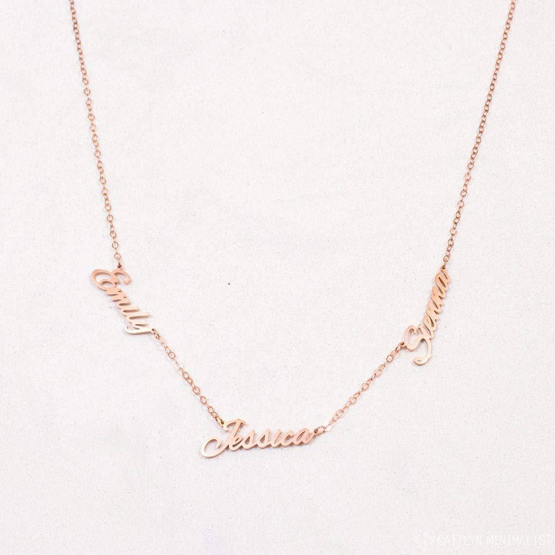 Sterling Silver with Rose Gold Plated Personalized Classic Name Pendant Necklace-4