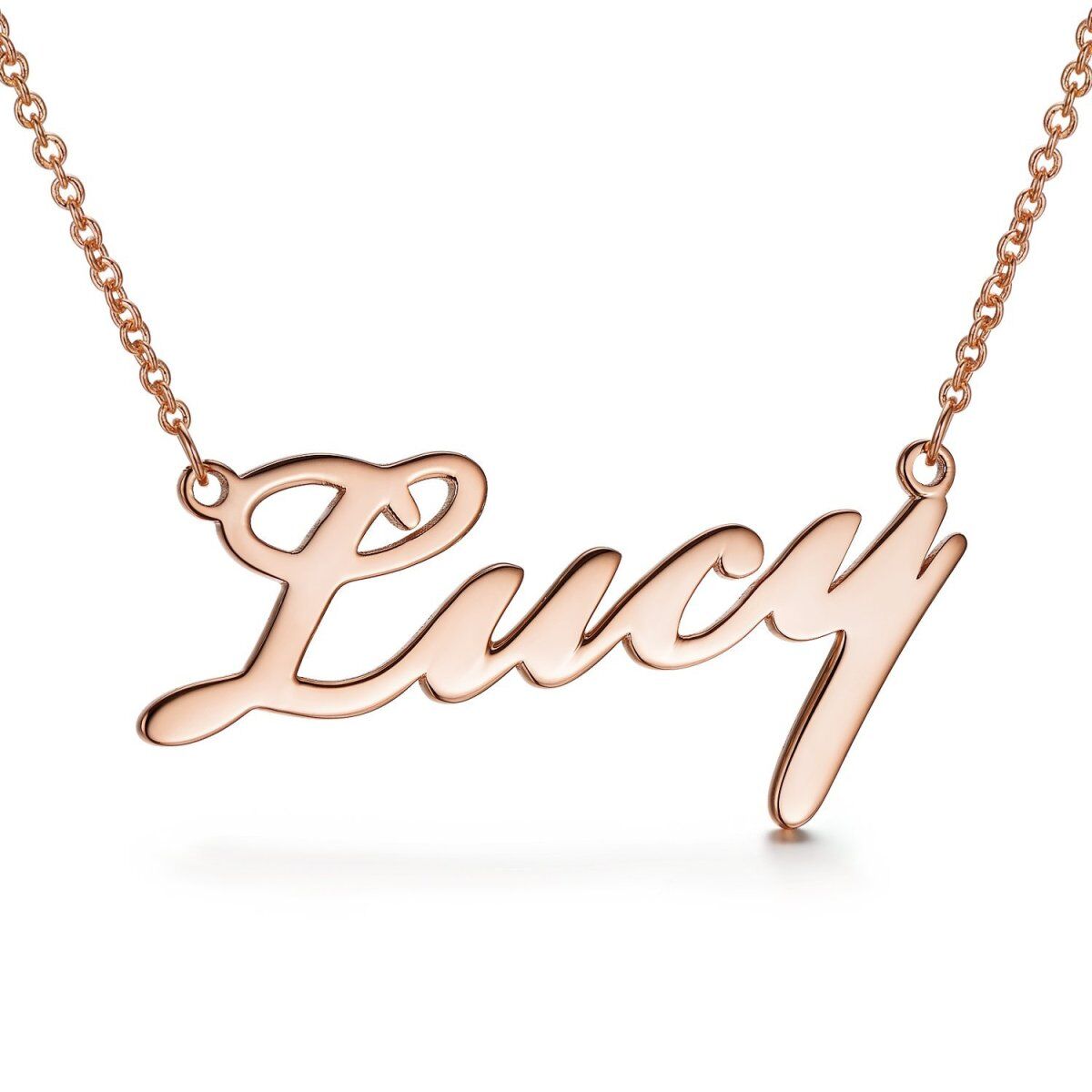 Sterling Silver with Rose Gold Plated Personalized Classic Name Pendant Necklace-1