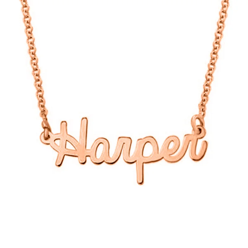 Sterling Silver with Rose Gold Plated Personalized Classic Name Pendant Necklace-2
