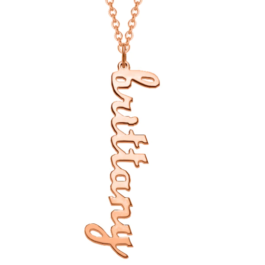 Collar Colgante con Nombre Clásico Personalizado en Plata de Ley con baño de Oro Rosa