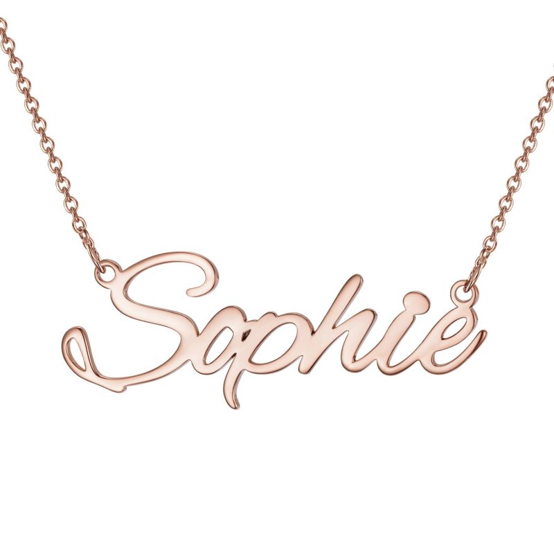 Sterling Silver with Rose Gold Plated Personalized Classic Name Pendant Necklace