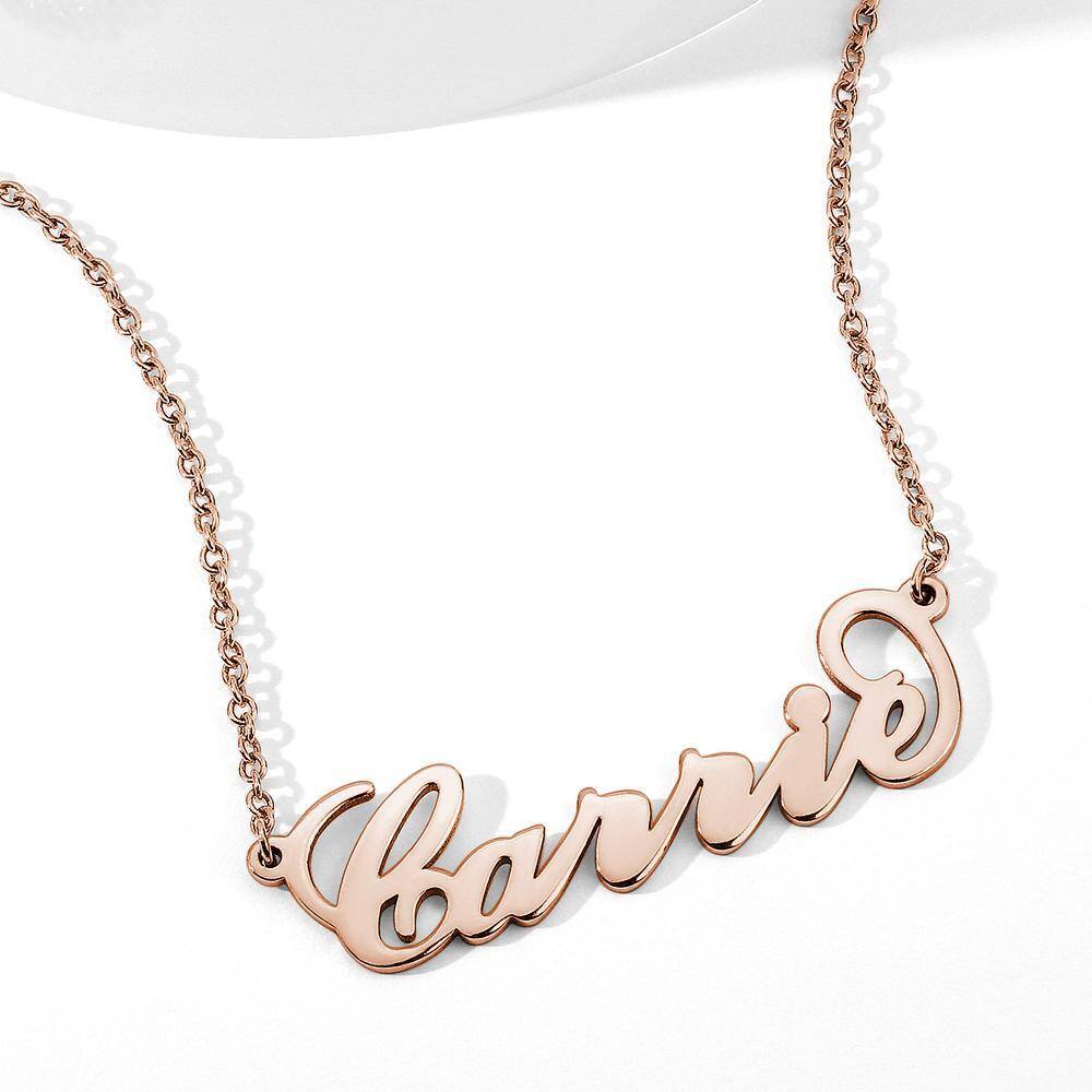 Sterling Silver with Rose Gold Plated Personalized Classic Name Pendant Necklace-1