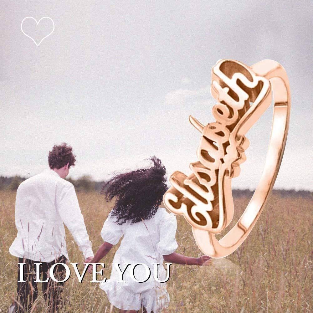 Sterling Silver with Rose Gold Plated Personalized Classic Name Ring-4