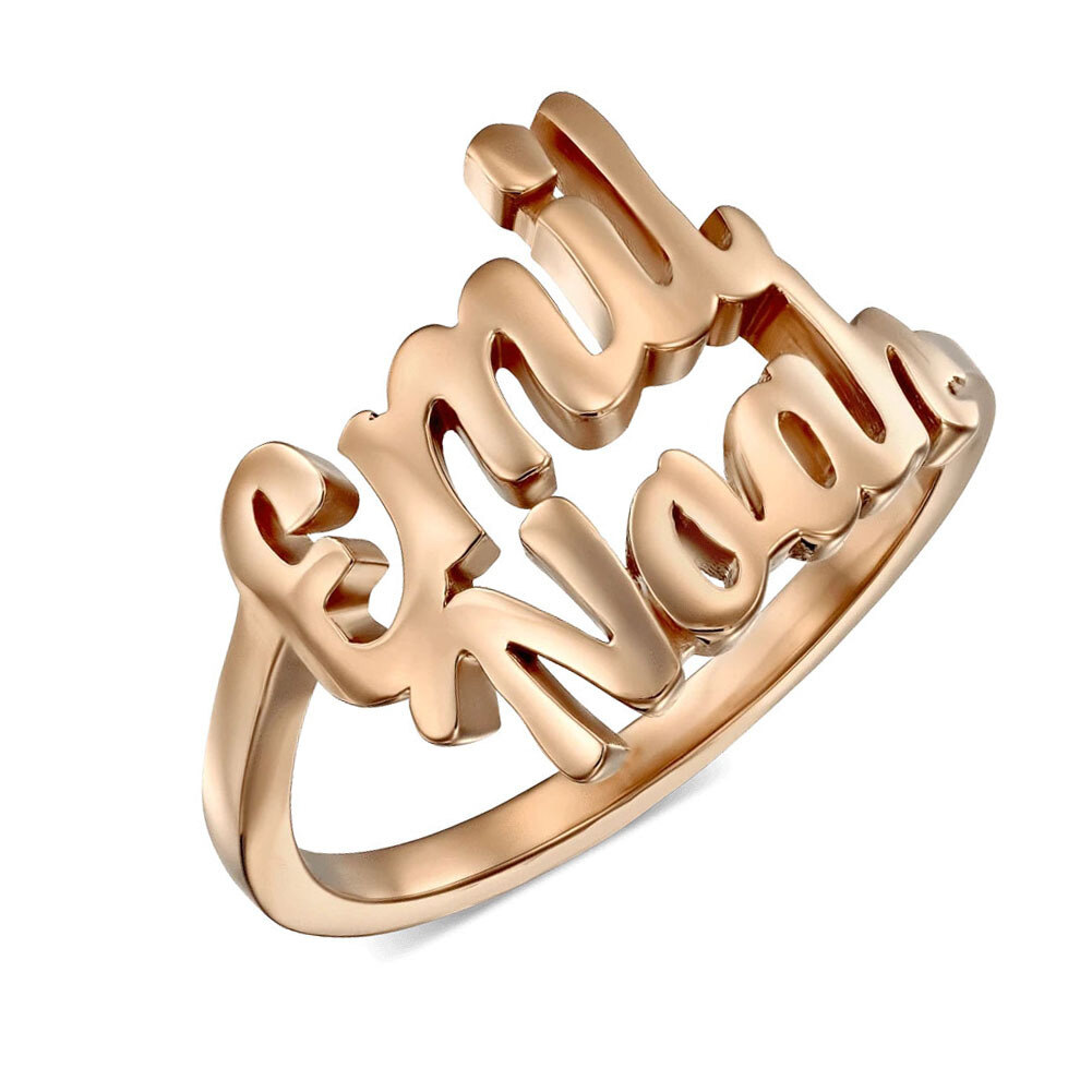 Sterling Silver with Rose Gold Plated Personalized Classic Name Ring-1