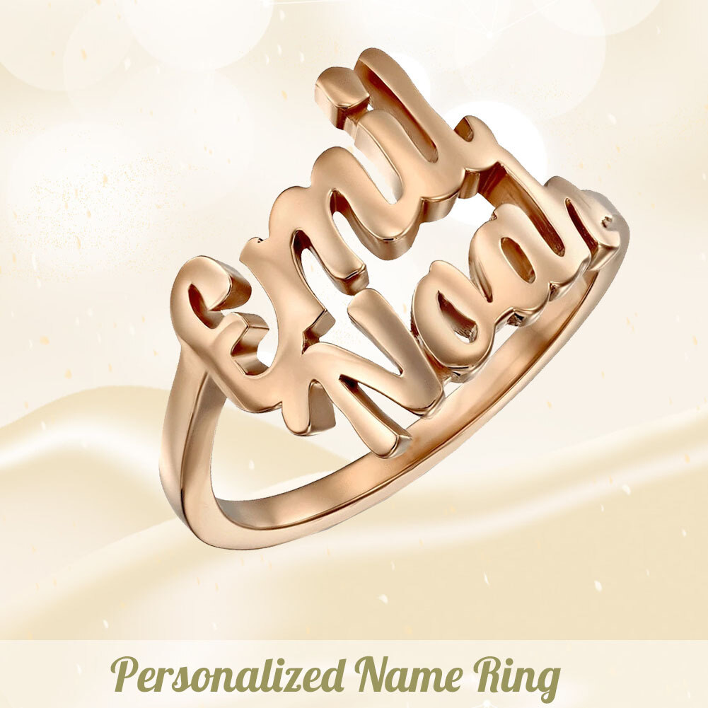 Sterling Silver with Rose Gold Plated Personalized Classic Name Ring-2