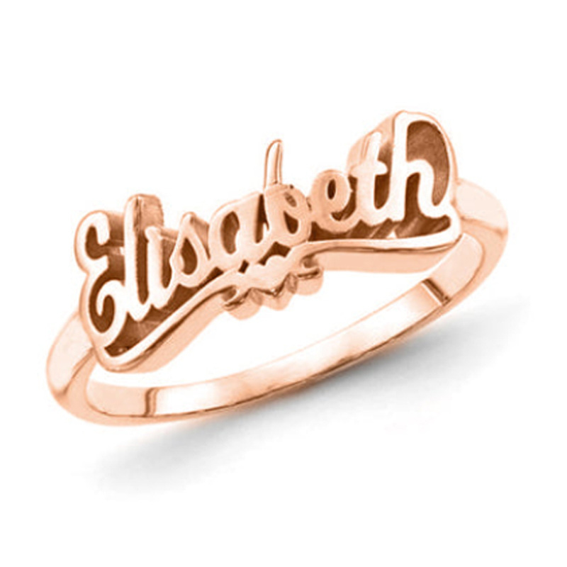 Sterling Silver with Rose Gold Plated Personalized Classic Name Ring for Women-1