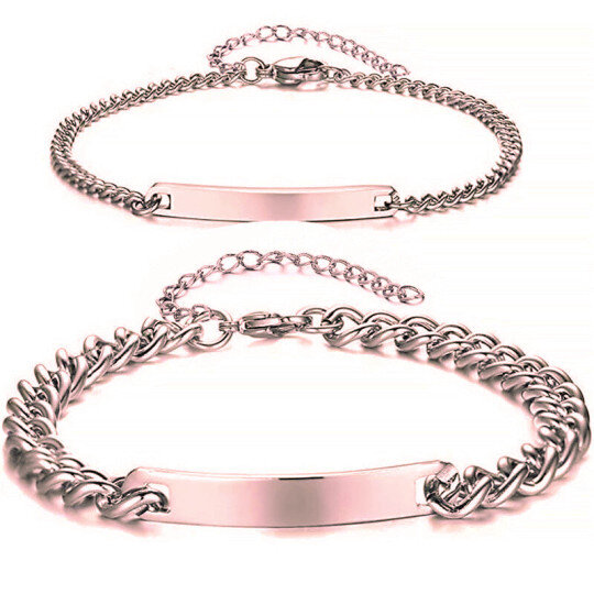 Bracciale in argento sterling placcato oro rosa con incisione personalizzata e identificazione a barre