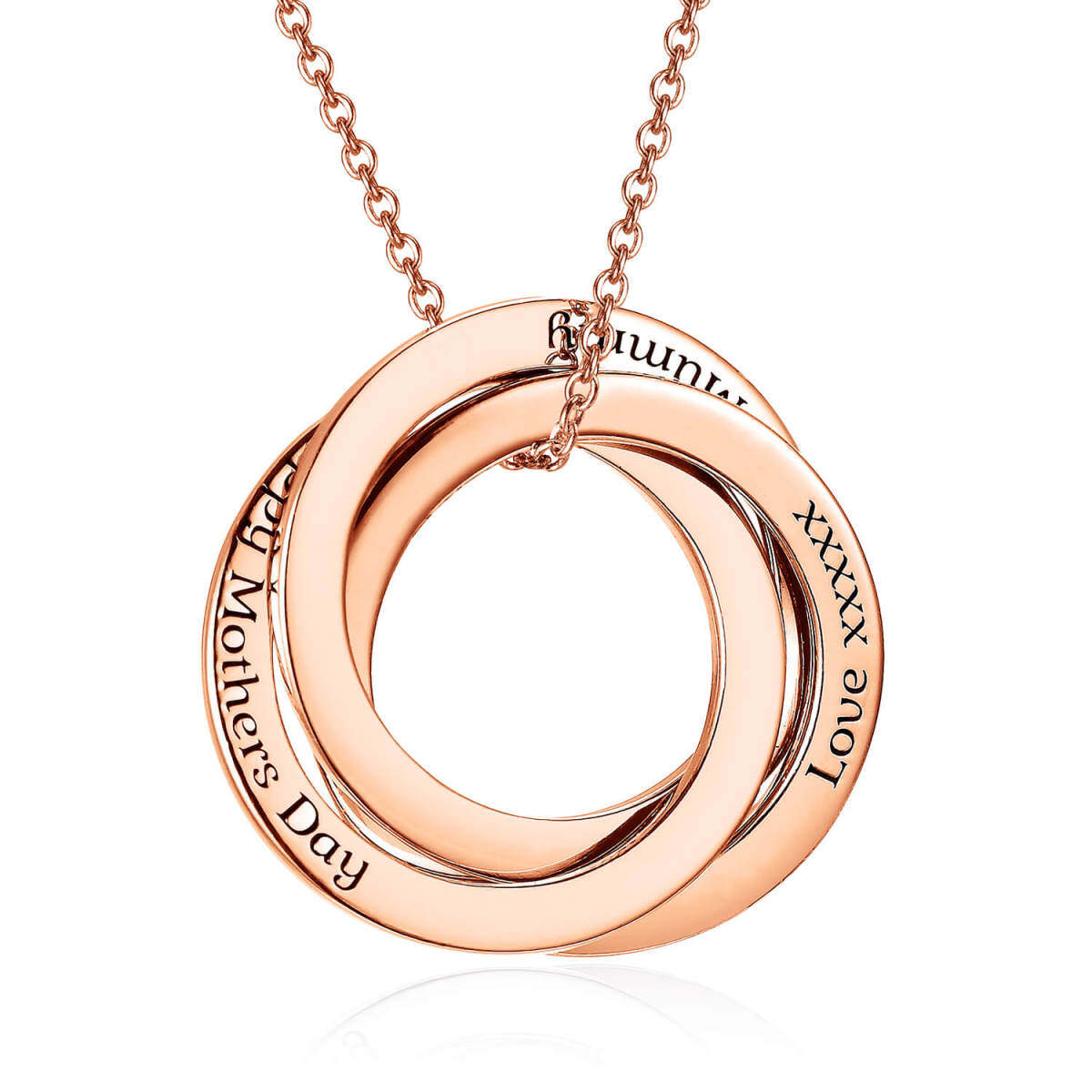 Sterling Silver with Rose Gold Plated Personalized Engraving Circle Pendant Necklace-1