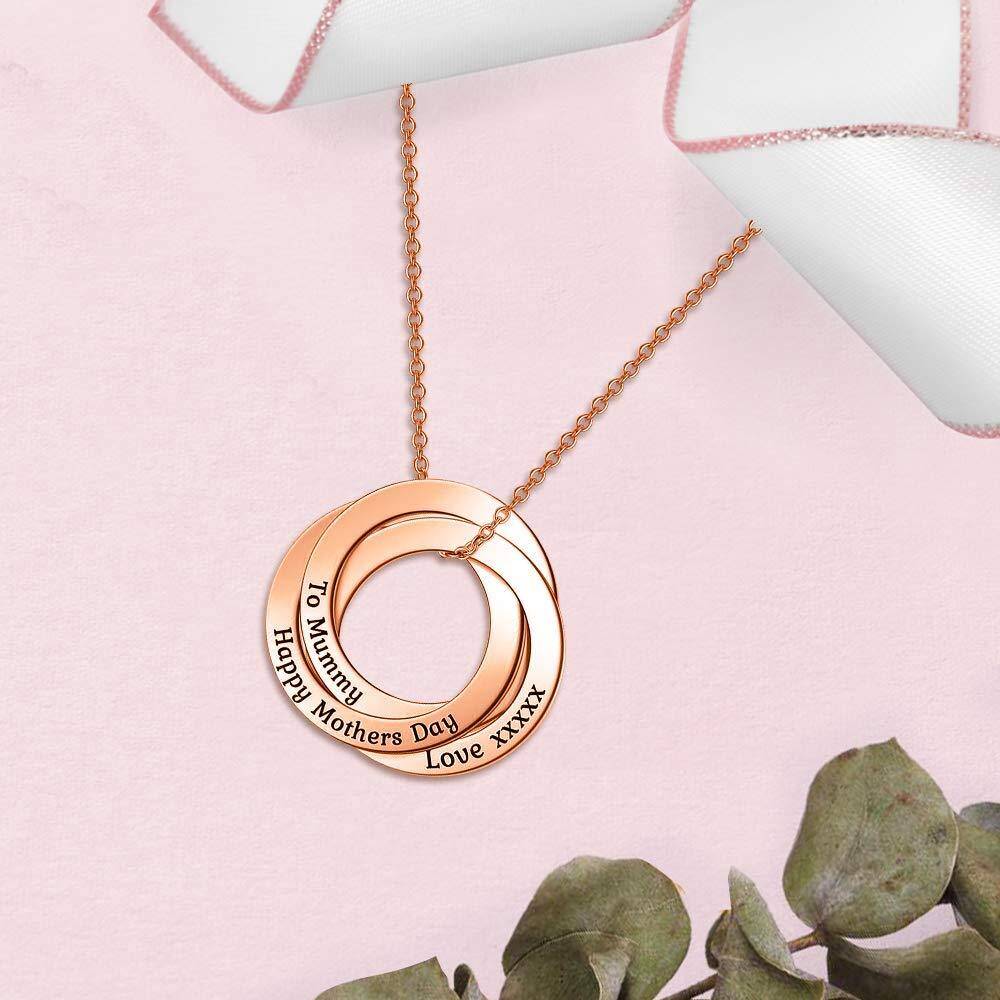 Sterling Silver with Rose Gold Plated Personalized Engraving Circle Pendant Necklace-4