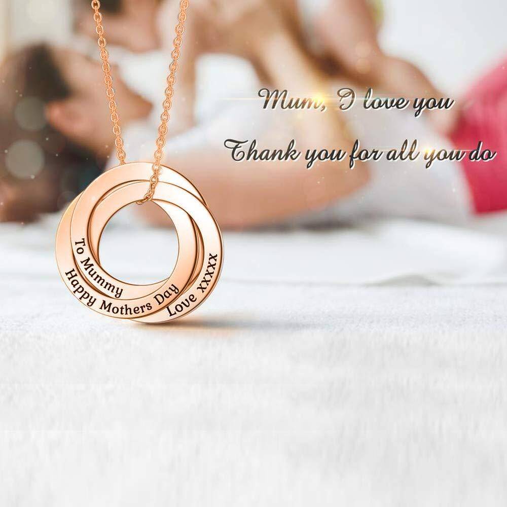 Sterling Silver with Rose Gold Plated Personalized Engraving Circle Pendant Necklace-5