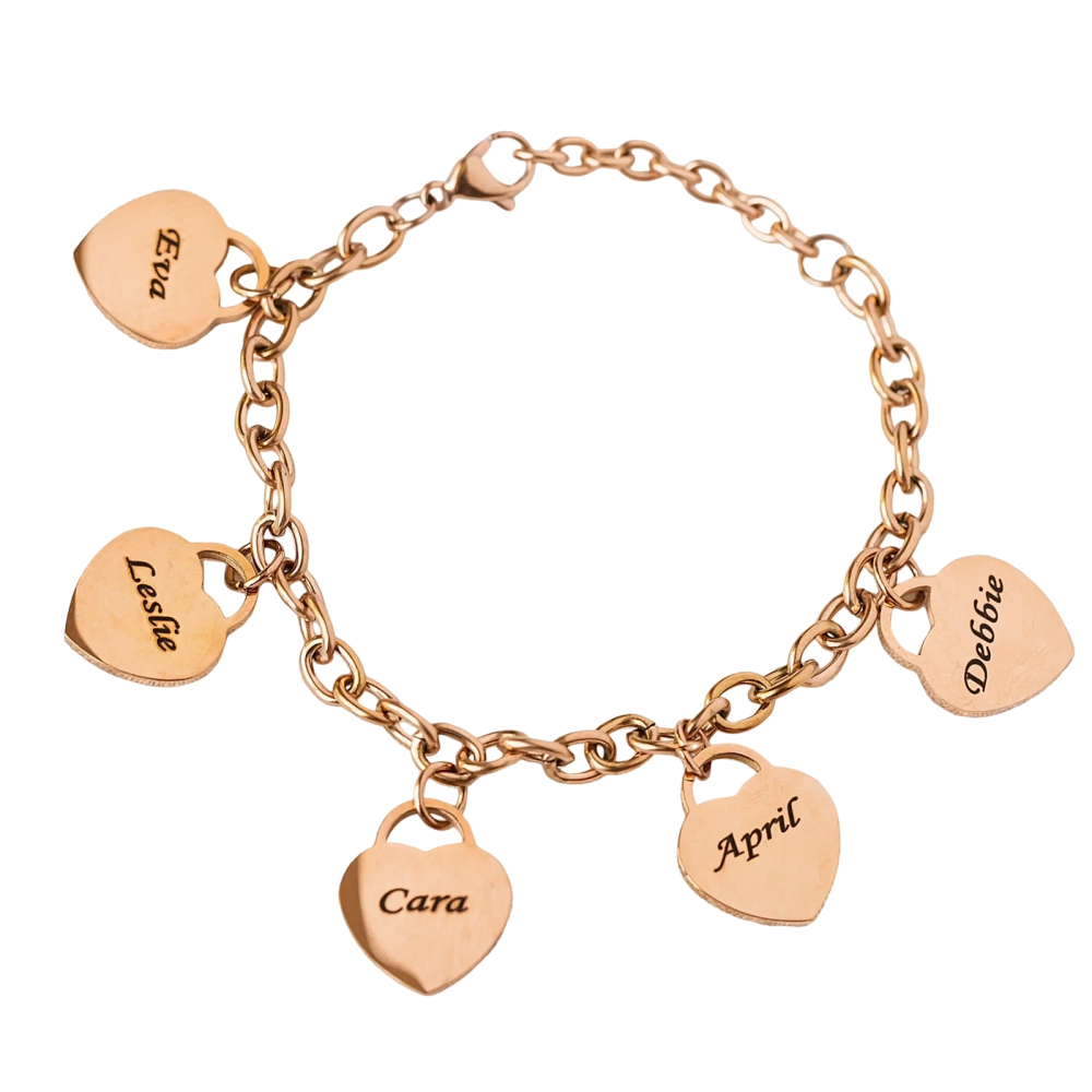 Armband mit Herzanhänger aus Sterlingsilber mit rosévergoldeter persönlicher Gravur-1