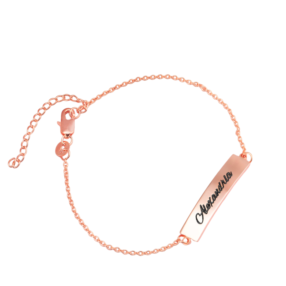 Sterling Silver with Rose Gold Plated Personalized Engraving Identification Bracelet-1