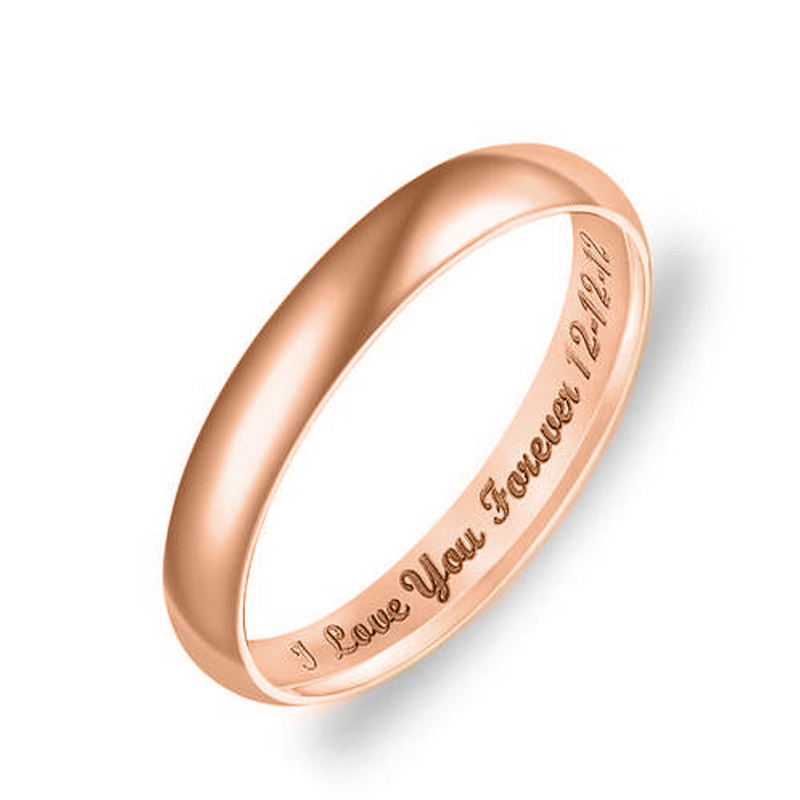 Sterling Silver with Rose Gold Plated Personalized Engraving Ring for Women-1