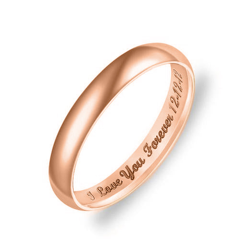 Anillo de plata de ley con grabado personalizado chapado en oro rosa para mujer-3