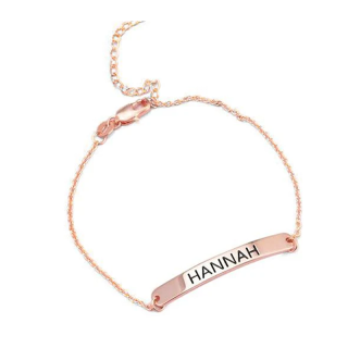 Sterling Silver with Rose Gold Plated Personalized Engraving Single Layer Anklet for Women-2