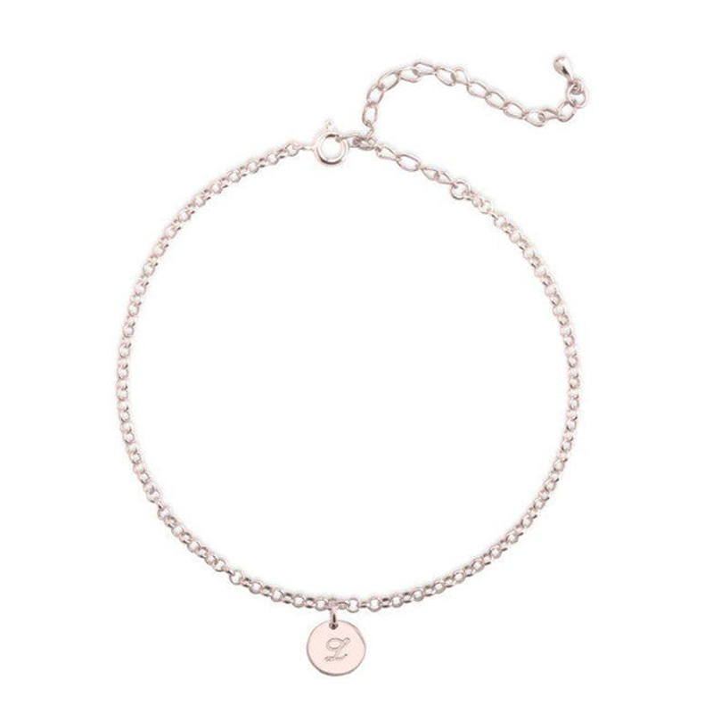 Sterling Silver with Rose Gold Plated Personalized Initial Letter Pendant Bracelet-2