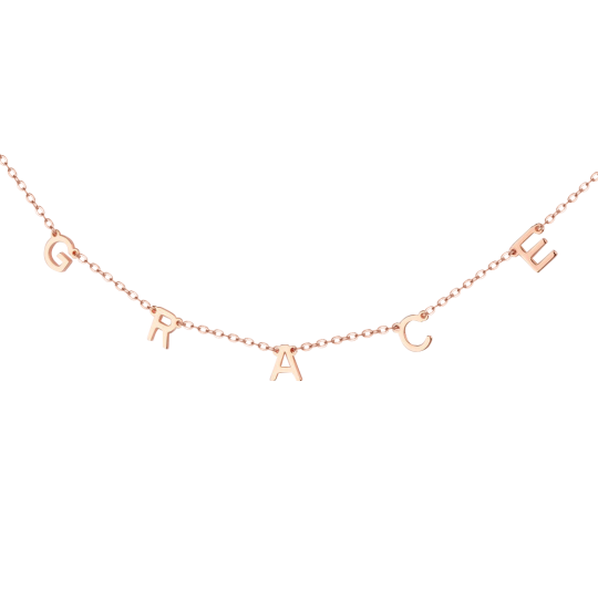 Sterling Zilver met Roségoud Vergulde Gepersonaliseerde Initial Letter Hanger Ketting