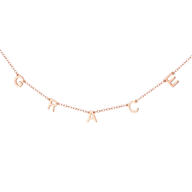 Collana con ciondolo con lettera iniziale personalizzata placcata in oro rosa e argento sterling-1