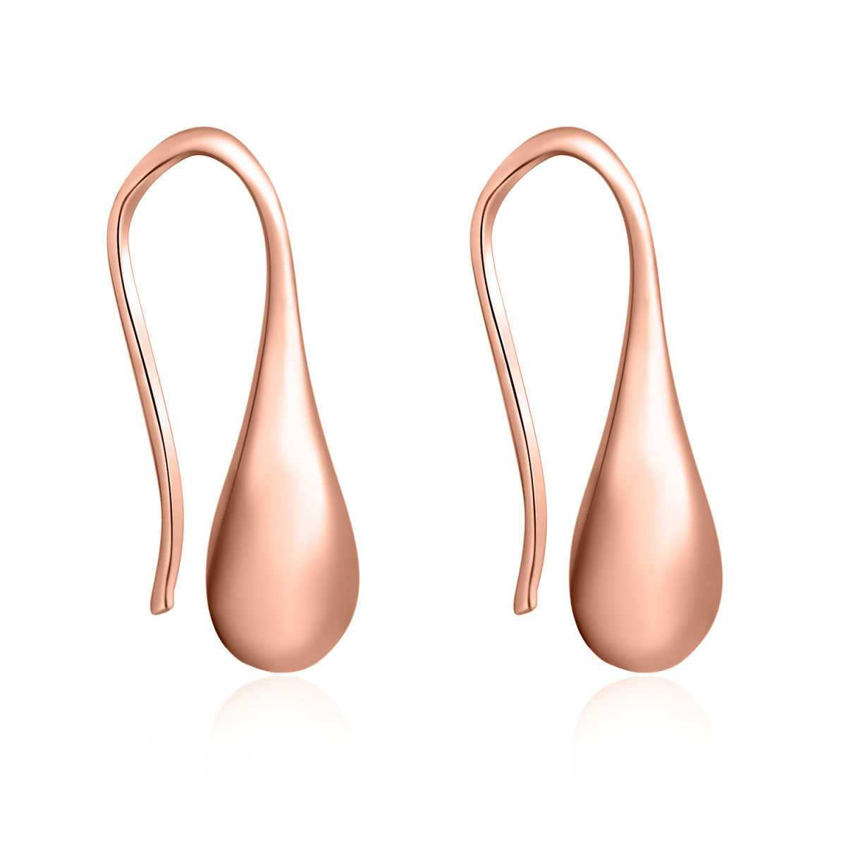 Sterling Silver With Rose Gold Plated Pull Through Drop Shape Drop Earrings-1