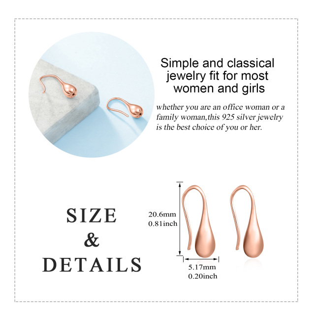 Sterling Silver With Rose Gold Plated Pull Through Drop Shape Drop Earrings-5